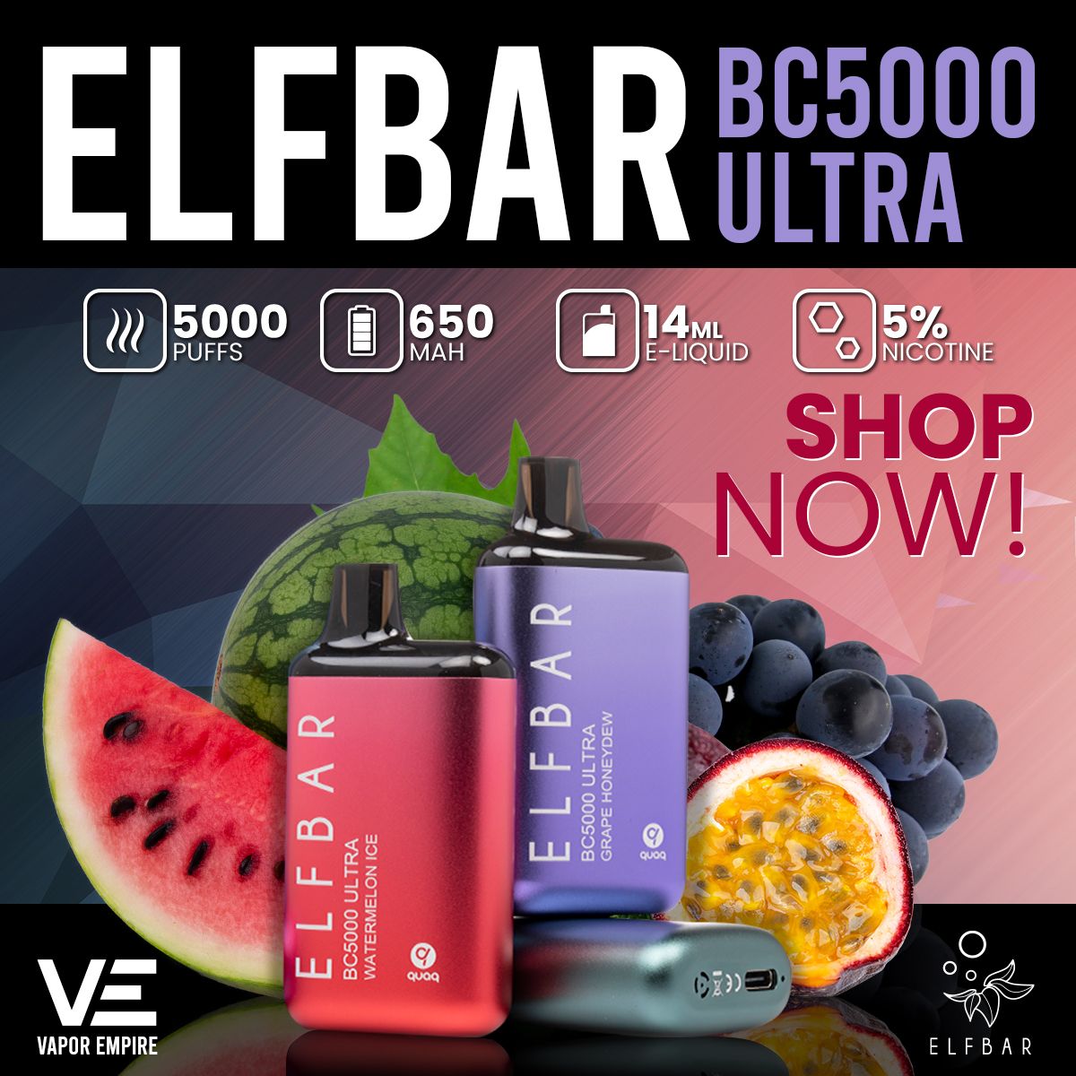 Elf Bar BC5000 Ultra Disposable | 5000 Puffs | 13mL | 5%