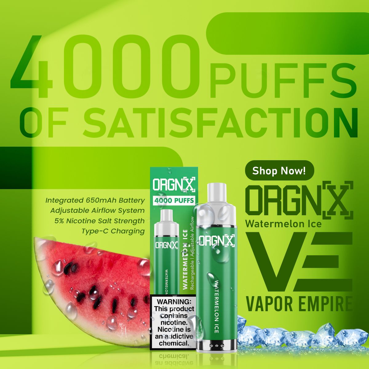 ORGNX Disposable | 4000 puffs | 9mL | 5%