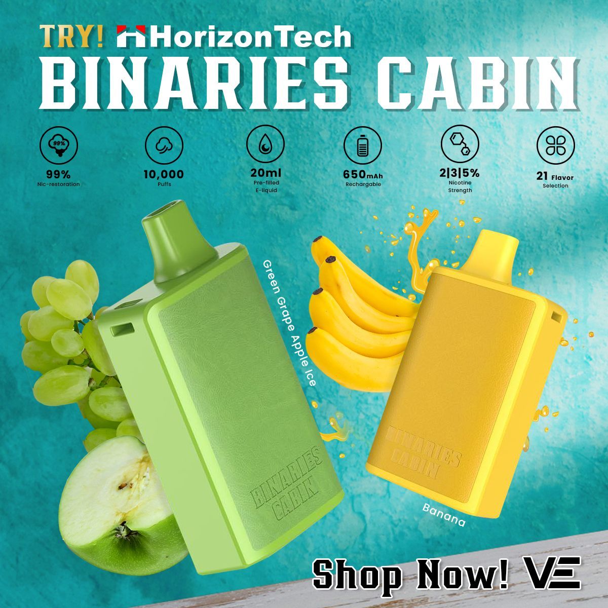 HorizonTech Binaries Cabin Disposable | 10,000 puffs | 20mL