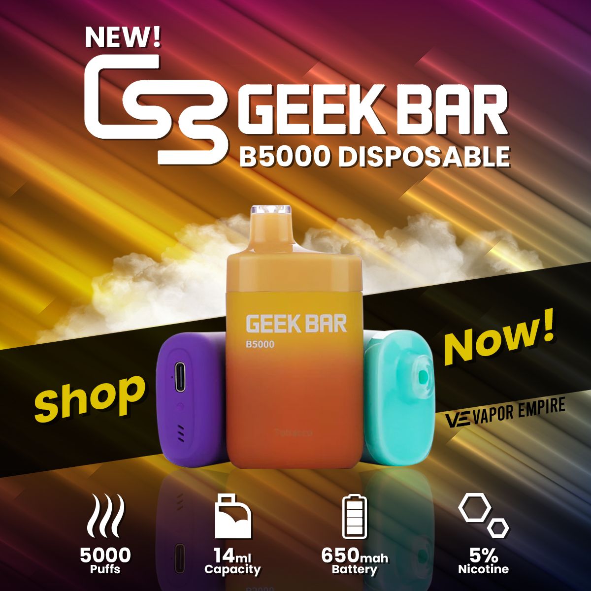 Geek Bar B5000 Disposable | 5000 Puffs | 14mL | 5%