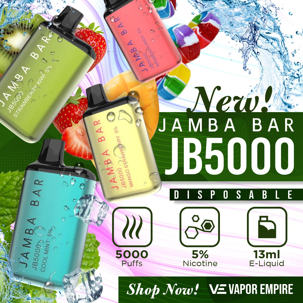 Jamba Bar JB5000 Disposable | 5000 Puffs | 13mL | 5%