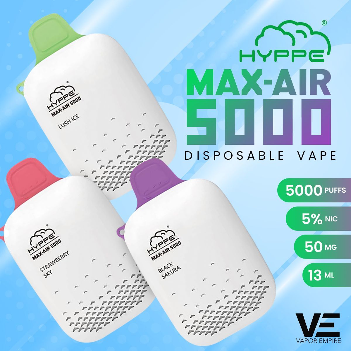 Max Air Disposable | 5000 Puffs | 13mL | 50mg