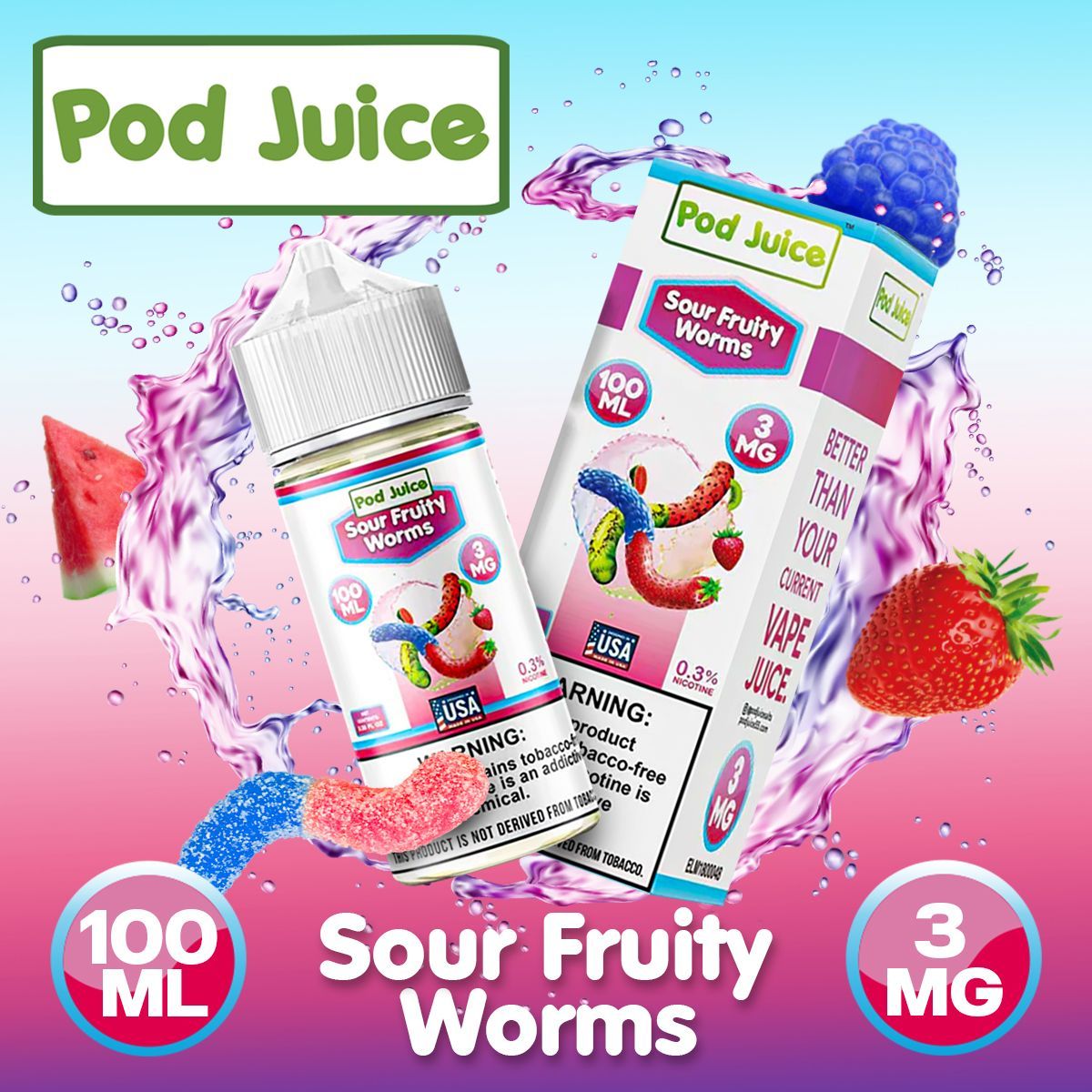 Sour Fruity Worms by Pod Juice