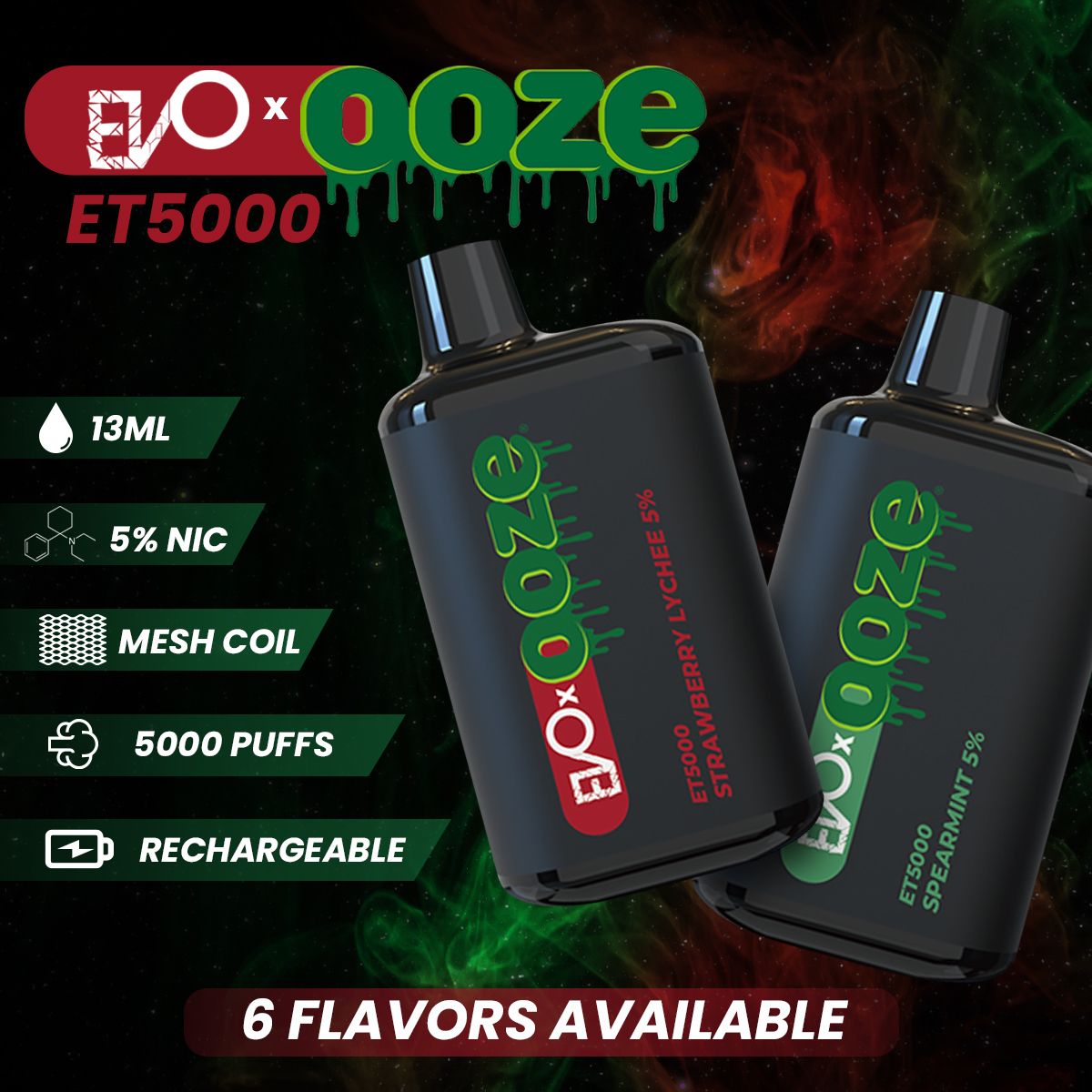 EVO x Ooze Bar Disposable ET5000 | 5000 Puff | 13mL | 5%