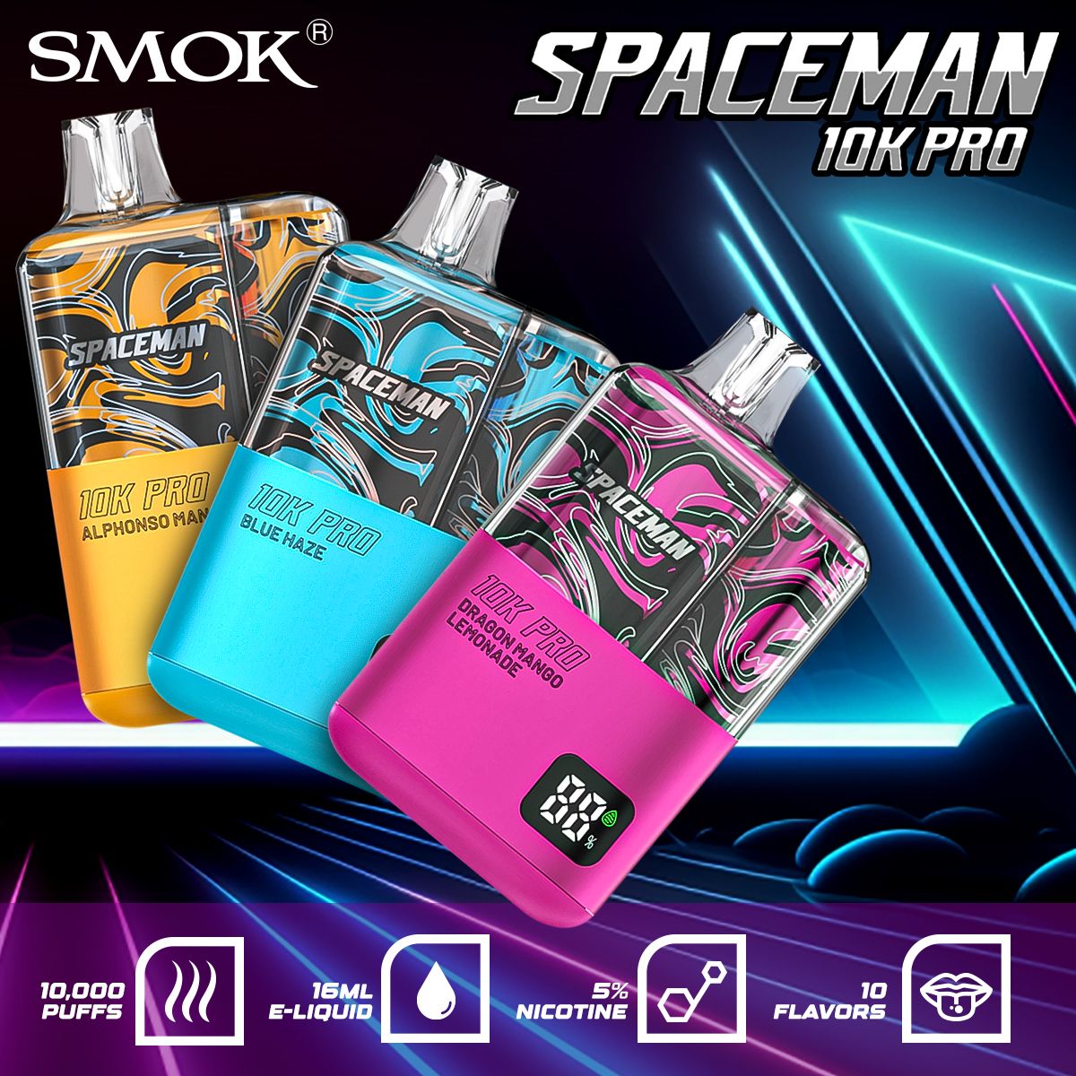 SMOK – Space Man Disposable 10,000 Puffs 15ml 50mg