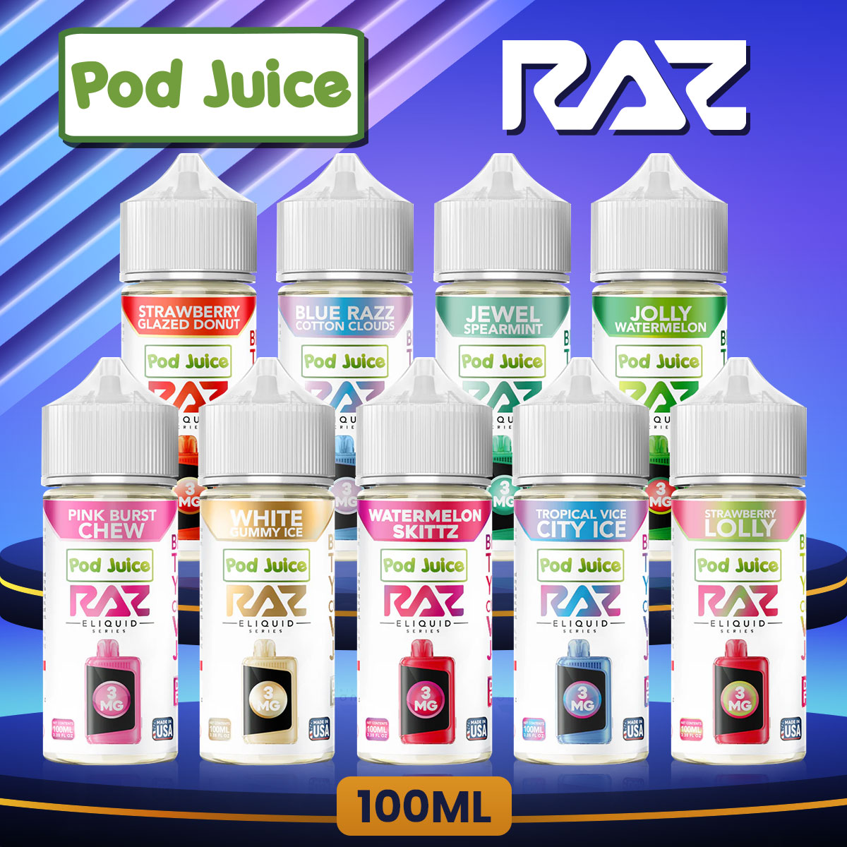 Pod Juice x RAZ Salt | 30mL (10 Flavors in Stock)