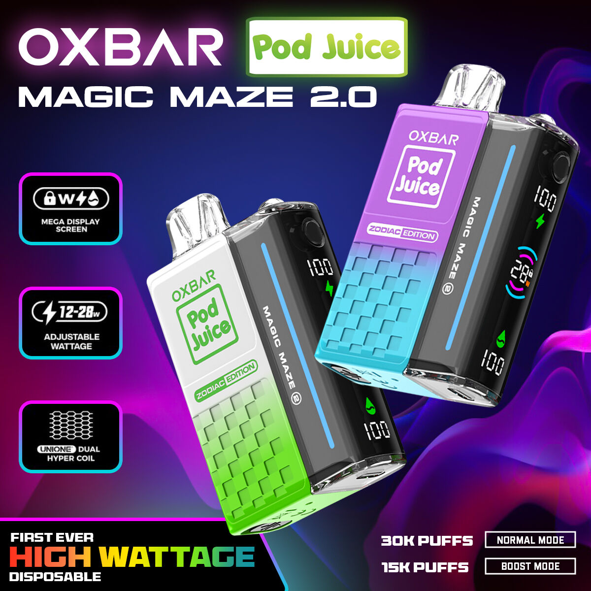 Oxbar Magic Maze 2.0 ZERO + Pod Juice Freebase 13mL Collab Set