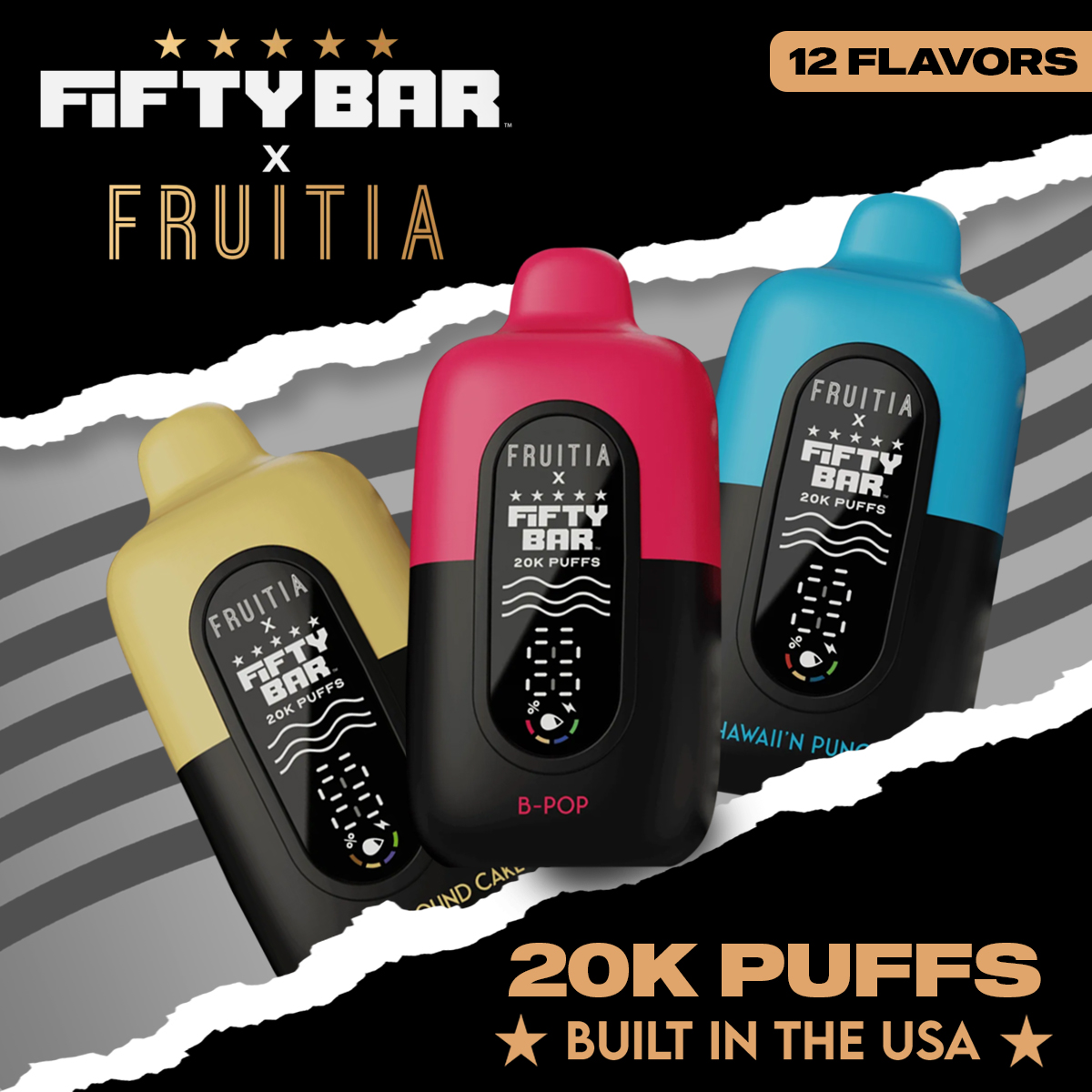 Fifty Bar Fruitia 20000 Puff Disposable Vape 50mg 16mL